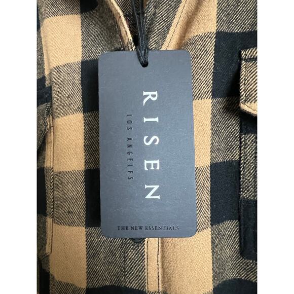 NWT RISEN Riding Shotgun Shacket Plaid Shirt Dress with Hood Sand Women's Size S - Picture 9 of 9